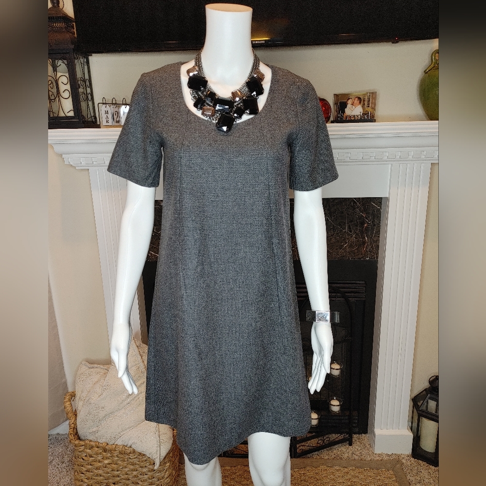 THEORY SALEA VIRGIN WOOL SHEATH DRESS WITH POCKETS, GRAY 6